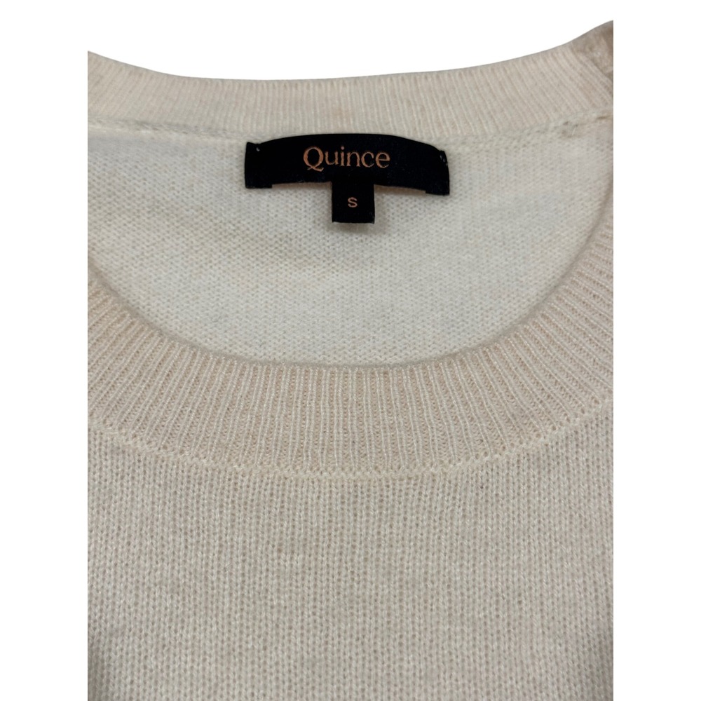 Quince Women 100% Cashmere Short Sleeve Crewneck Sweater Ivory Cream Small - Picture 2 of 5